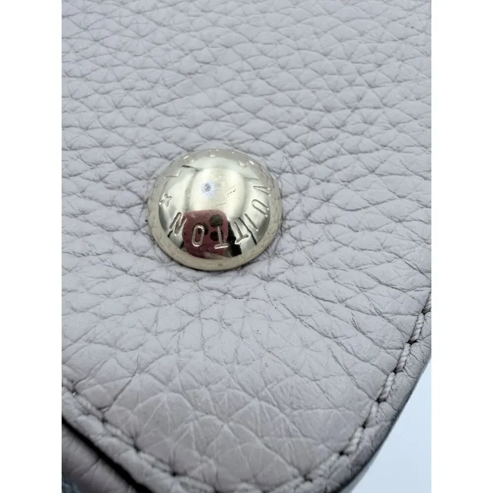 Authentic Louis Vuitton Capucines MM Gray Taurillon Leather Gold Hardware Bag